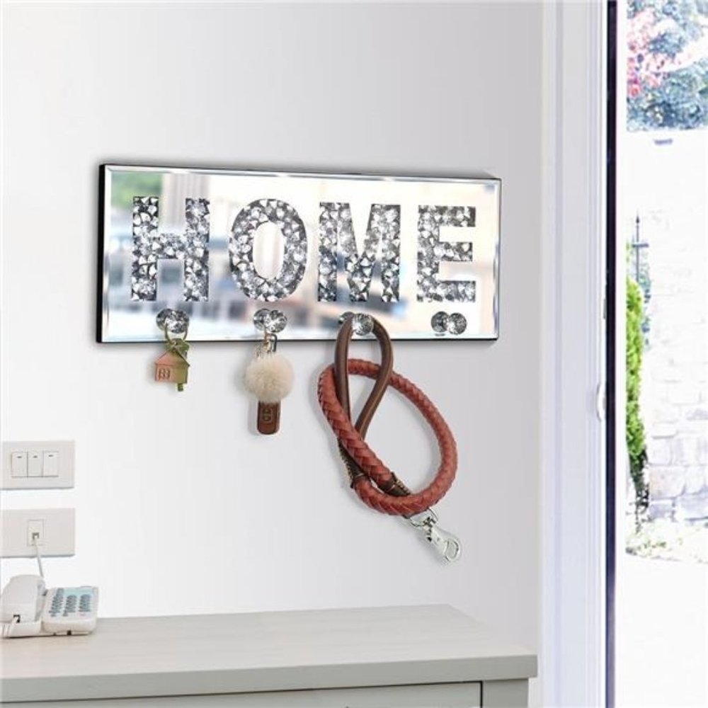 Crush Diamond Mirrored Home Letter Plaque Sign for Wall Decor,Crystal Clear Hook - Picture 4 of 6